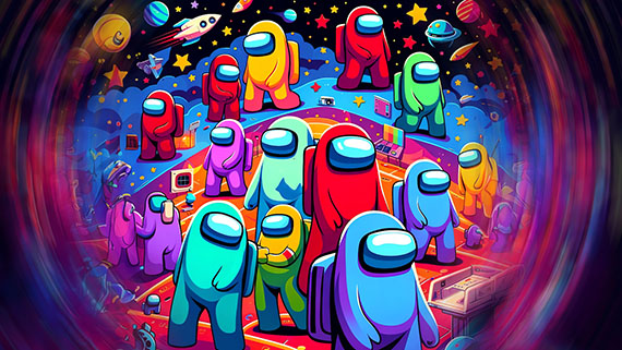 Among Us crewmates multiplayer game artwork