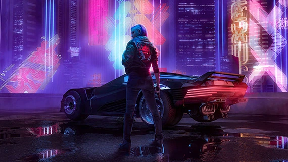 Cyberpunk 2077 neon-lit cityscape artwork
