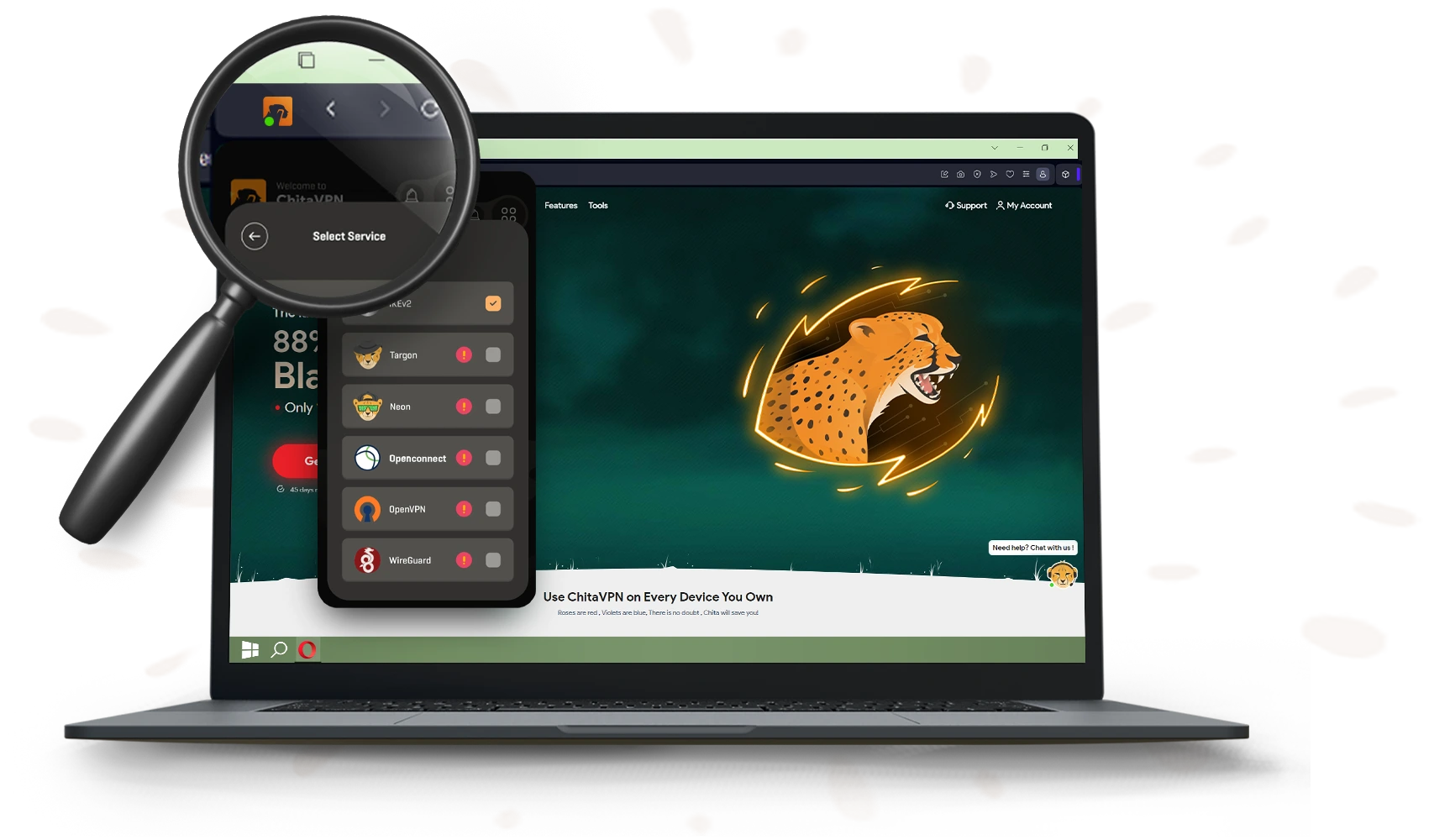 ChitaVPN Opera extension interface mockup